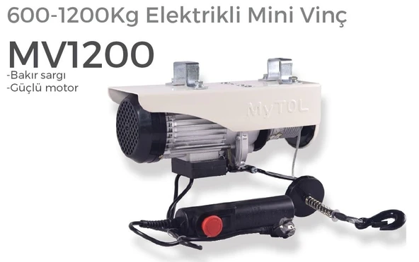 MyTOL MV1200 - Bakır Sargı Elektrikli Yük Kaldırma Vinçi 600-1200 KG ürün görseli