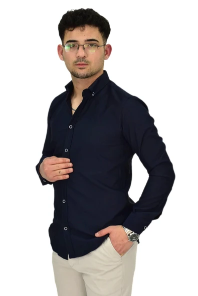 Erkek Likralı Spor Silim Fit Gömlek BGL-ST04326 - Resim 10