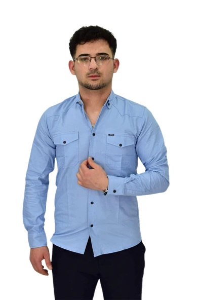 Erkek Spor Likralı Gömlek BGL-ST04343 - Resim 8