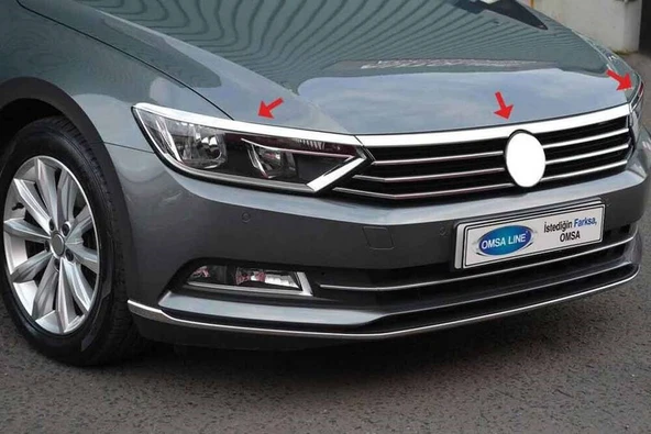 OMSA VW Passat B8.5 Krom Far Üstü Çıta 3 Parça 2019 ve Sonrası - 2