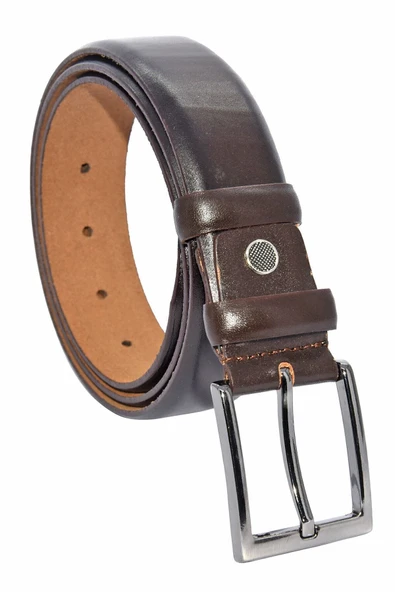 * 3.5 Cm. Klasik Hakiki Deri Düz Renk Kemer Koyu Kahve ürün görseli