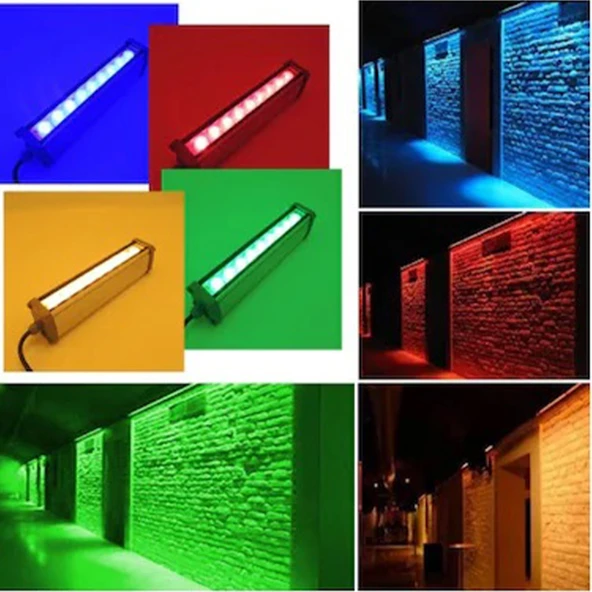 Sıva üstü Wallwasher lüks asil dekoratif ışık show gösteri aydınlatma dış duvar açık alan enerji tasarruflu tek renk Soğuk beyaz LED A-1003 30cm 9W - 10