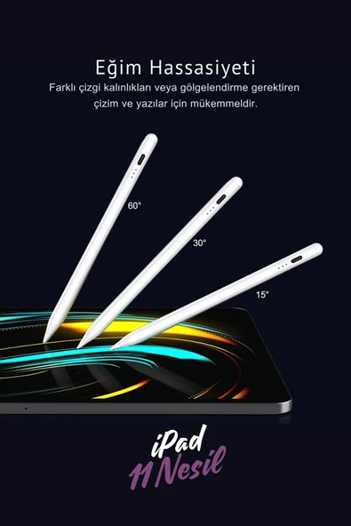 iPad Pencil 2025 M3 11 Nesil 11 inç Uyumlu Avuçiçi Red Eğim Özellikli Bluetoothlu Dokunmatik Kalem - 3