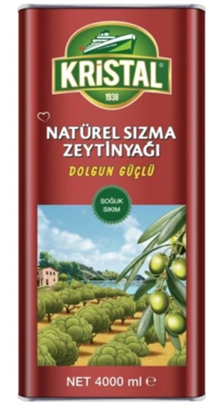 Kristal Dolgun Güçlü Natürel Sızma Zeytinyağı 4 lt