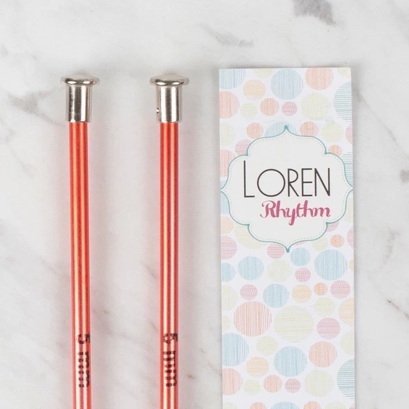 Loren Rythm 5mm Kırmızı Renkli Metal Örgü Şişi - 2