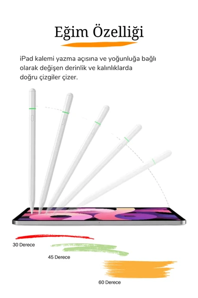 iPad Pencil 11 Nesil 11" 2025 A16 M3 Uyumlu Avuçiçi Red Eğim Özellikli Bluetoothlu Dokunmatik Kalem - 4