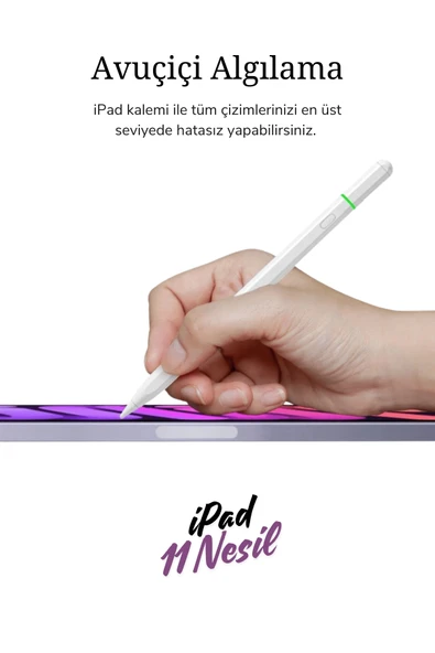 iPad Pencil 11 Nesil 11" 2025 A16 M3 Uyumlu Avuçiçi Red Eğim Özellikli Bluetoothlu Dokunmatik Kalem - 2