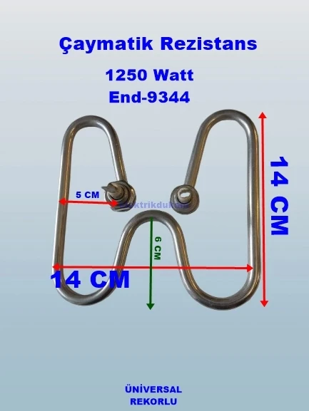 ENDER 1250w Semaver Çaymatik Çay Kazanı Rezistansı Kıvrık Kare Tip 220v ? 8.5 Cr-Ni Krom (1250 Watt 220 Volt) - 2