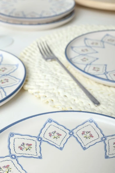 Keramika Floral Waves Nordic Pasta Tabağı 22 Cm 6 Adet 22669 - Resim 3