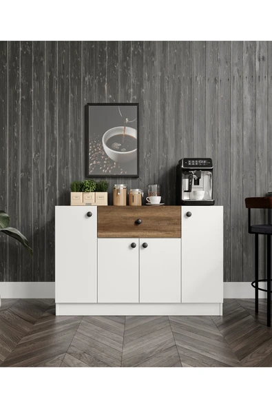 CABİNSE Cabinse 4 Kapaklı 1 Çekmeceli Çok Amaçlı Mutfak Dolabı - Kahve Köşesi %100 MDF - 3