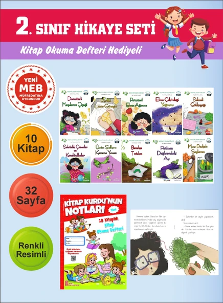 2.Sınıflar İçin Okumayı Sevdiren 10 lu Hikaye Seti 8 (Kitap Okuma Defteri Hediyeli) ürün görseli 1