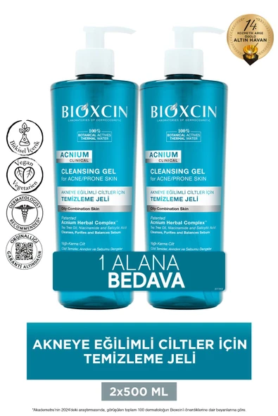 BİOXCİN Acnium Sebum Dengeleyici Yüz Yıkama Jeli 2 x 500 ML