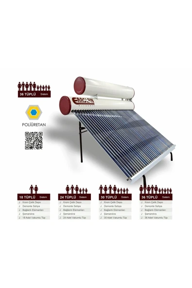 ERASLAN  Güneş Enerjisi 36 Krom Kılıf Krom Kapak Güneş Enerji Sıcak Su Sistemleri - 3