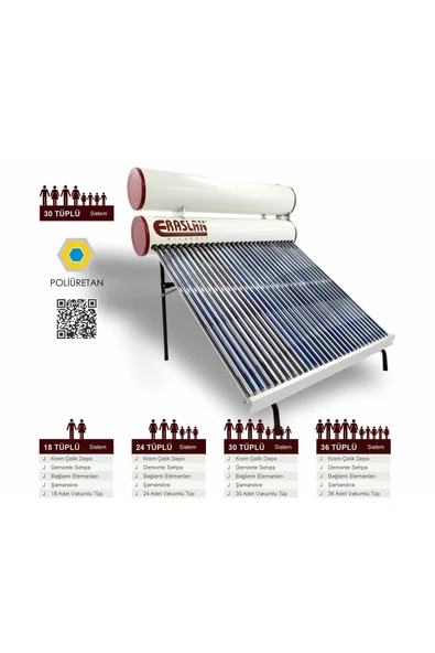 ERASLAN  Güneş Enerjisi 30 Vakum Tüplü Duble Güneş Enerji Sıcak Su Sistemleri - 3