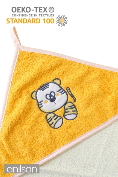 %100 Pamuk Bebek Kundak Havlusu - Sevimli Kaplan Desenli Yumuşak Bebek Havlusu Seçenekleri - 2