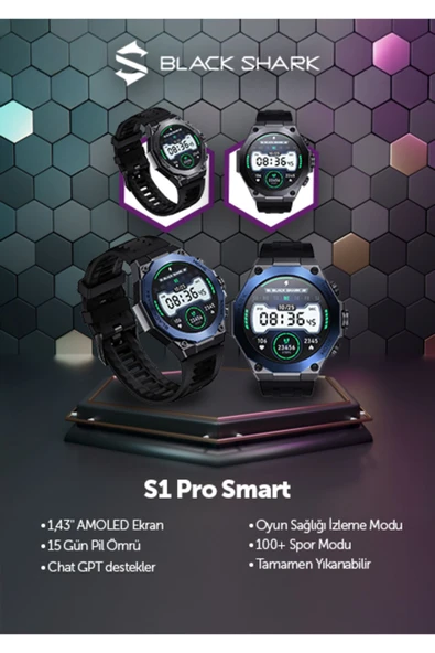 S1 Pro Akıllı Saat Black (Black Shark Türkiye Garantili) - 5