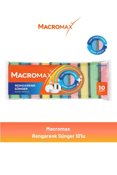 Macromax Rengarenk Sünger 10'lu