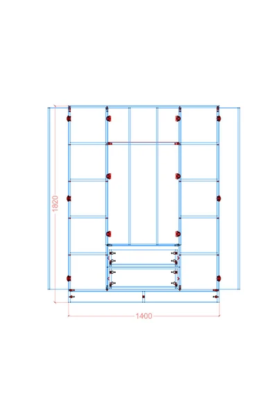 CABİNSE Cabinse %100 MDF 4 Kapaklı 2 Çekmeceli 12 Raflı Elbise Dolabı Ceviz Soft Beyaz GARDIROP - 6