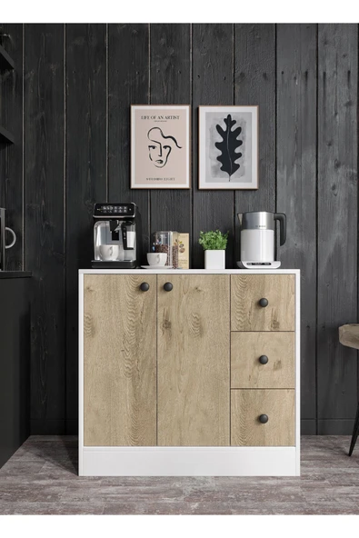 CABİNSE %100 MDF 2 Kapaklı 3 Çekmeceli Çok Amaçlı Dolap - 3