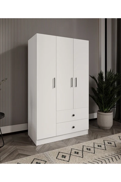 CABİNSE %100 MDF ELBİSE DOLABI 3 Kapaklı 2 Çekmeceli 7 Raflı GARDIROP -SOFT BEYAZ CABİNSE KURULUM ANİMASYON