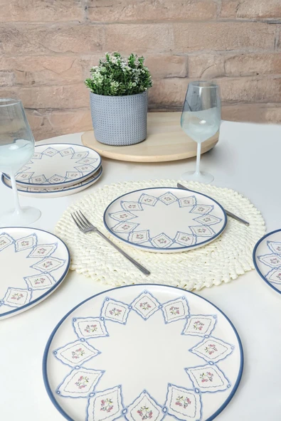 Keramika Floral Waves Nordic Pasta Tabağı 22 Cm 6 Adet 22669 - Resim 2