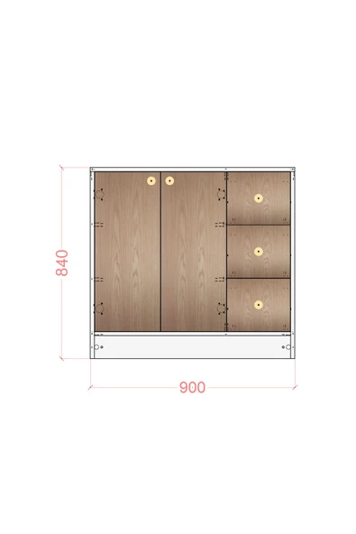 CABİNSE %100 MDF 2 Kapaklı 3 Çekmeceli Çok Amaçlı Dolap -MUTFAK-KAHVE-BANYO-ÇOCUK-OYUNCAK DOLABI,BEYAZ-MEŞE - 3