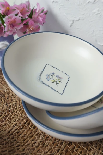 Keramika Floral Waves Halka Sosluk / Çerezlik 13 Cm 6 Adet 22670 - 3