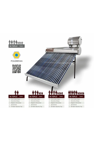 ERASLAN  Güneş Enerjisi 30 Krom Kılıf Krom Kapak Güneş Enerji Sıcak Su Sistemleri