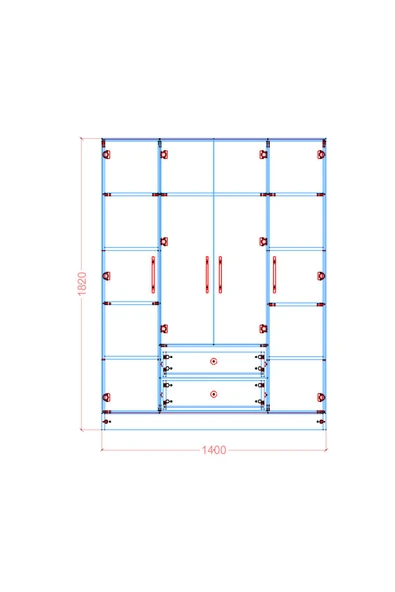 CABİNSE %100 MDF 4 Kapaklı 2 Çekmeceli 12 Raflı Elbise Dolabı MEŞE-SOFT BEYAZ/BAROK CEVİZ - SOFT BEYAZ - 7
