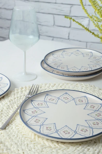 Keramika Floral Waves Nordic Pasta Tabağı 22 Cm 6 Adet 22669 - Resim 4