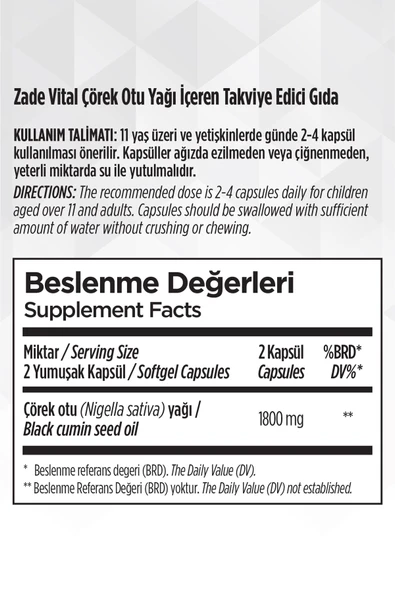ZADE VİTAL Blıster 60 Kapsül Zadevıtal Corek Otu Yağı - Resim 4