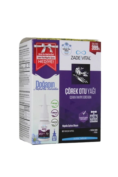 ZADE VİTAL Çörek Otu Yağı 60 Kapsül Nigefix Sprey 10 ml
