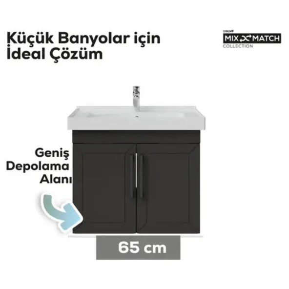 D20 Kapaklı Lavabo Dolabı Antrasit - 2