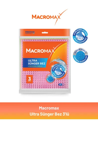 Macromax Ultra Sünger Temizlik Bezi 3'lü