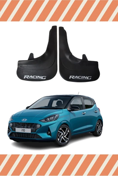 ALPAX OTOMOTİV Hundai İ10 Racing Beyaz Yazılı 2'Li Tozluk Çamurluk Paçalık