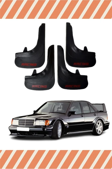 Heda Tex Mercedes 190 E Racing Yazılı 4'lü Tozluk Çamurluk Paçalık
