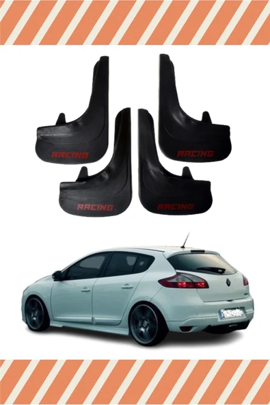 NOVDES Renault Megane 3 Hb 2010-2016 Racing Yazılı 4'lü Tozluk Çamurluk Paçalık