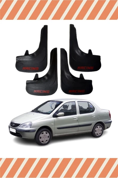 ALPAX OTOMOTİV Tata Indigo Uyumlu Racing Yazılı 4'lü Tozluk Çamurluk Paçalık