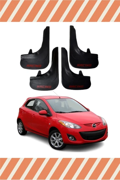 Heda Tex Mazda 2 Racing Yazılı 4'lü Tozluk Çamurluk Paçalık