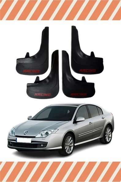 KRMN SHOP Renault Laguna 3  Uyumlu Racing Kırmızı Yazılı 4'lü Tozluk Çamurluk Paçalık