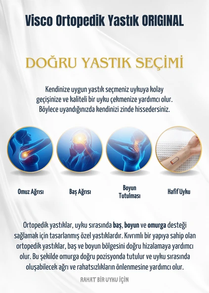 Visco Ortopedik Yastık Original | Boyun Fıtığı Boyun Düzleşmesi  Destekli Lüks Ortopedik Yastık | Taşıma Çantalı - 7