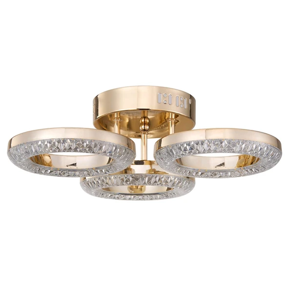 Apliqa Oylum 3'lü Gold 24 Watt Kristalli Koridor Salon Led Plafonyer Avize ürün görseli