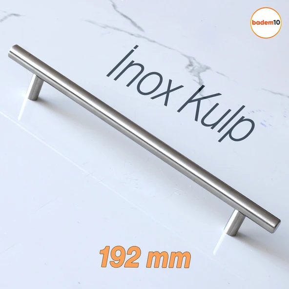 Pürüzsüz İnox Metal Kulp (192 mm - 19.2 cm) Mobilya Mutfak Çekmece Dolap Dolabı Kulbu Kulpu Kulpları