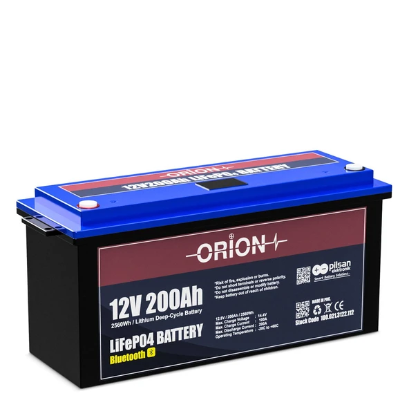 ORION AKÜ LIFEPO4 12200B 12V 200AH BLUETOOTH EKRANLI