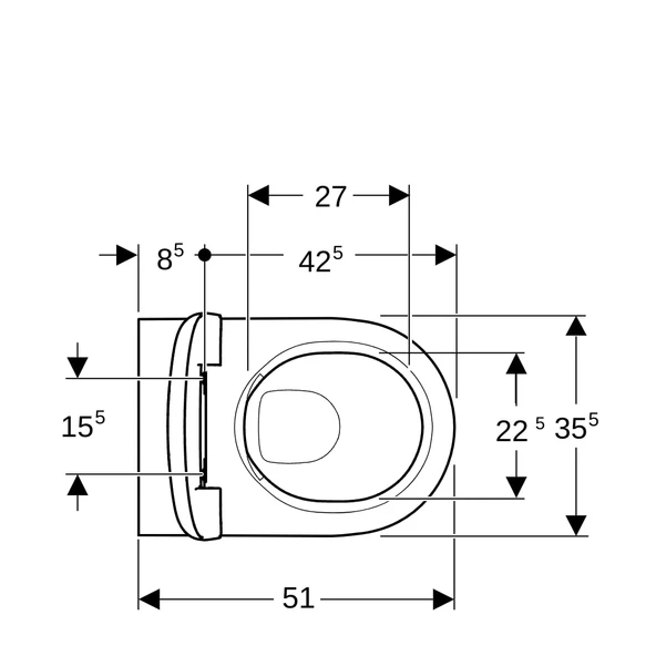 Geberit Smyle Round Rimfree Asma Klozet (Yavaş Kapanır Kapak Dahil)503.084.00.1 - 3
