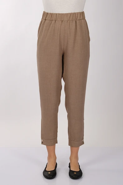 Daido Minimalist Keten Crop Pantolon - Yüksek Bel 7/8 Boy - 6