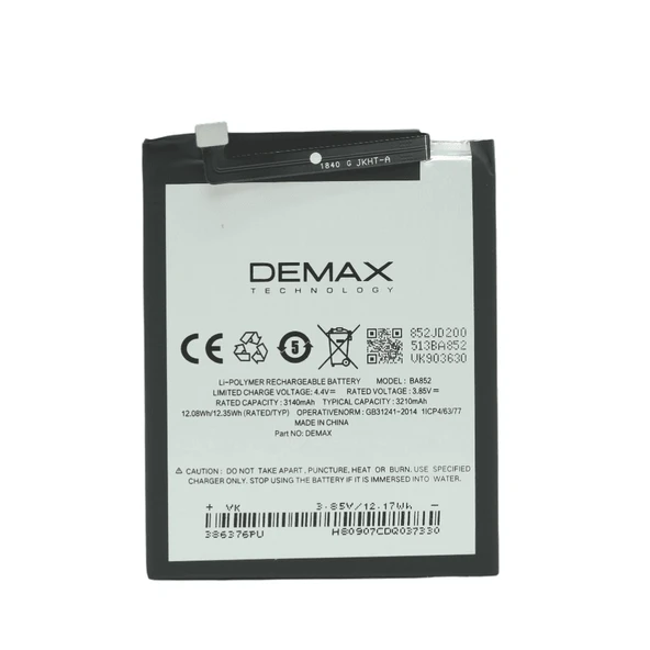 Demax Meizu X8 Güçlendirilmiş Batarya BA852 ürün görseli