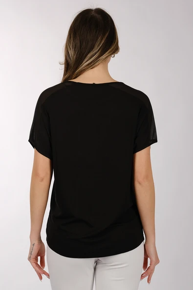 Daido Oversize Pullu Minimalist Kadın Tişört - Kısa Kol - 4