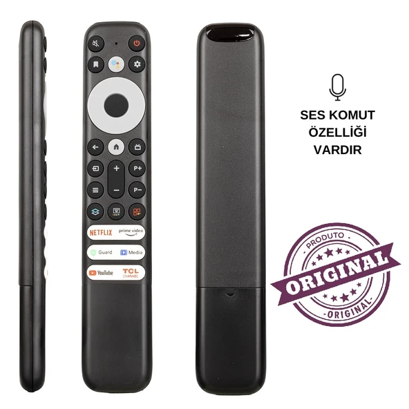 (ORJiNAL SES KOMUTLU) TCL RC902V RMR1 -21BN NETFLIX-PRIME VIDEO-GUARD-MEDIA-YOUTUBE TUŞLU  LCD LED TV KUMANDASI