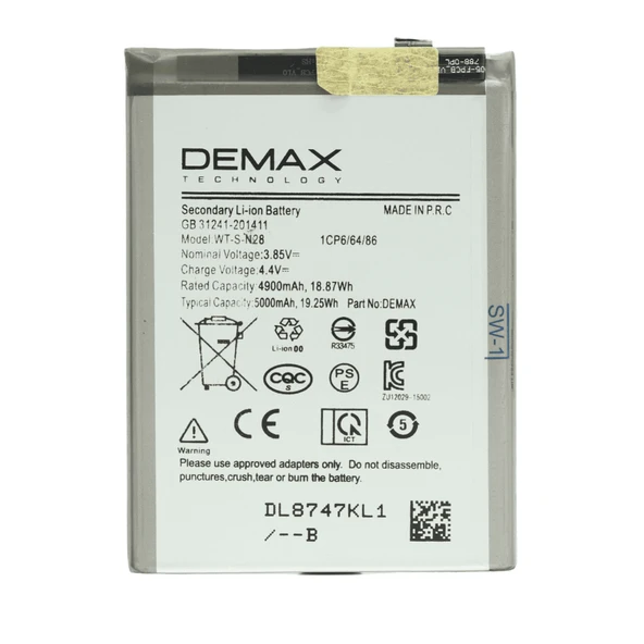 Demax Samsung Galaxy A05 Güçlendirilmiş Batarya WT-S-N28 ürün görseli